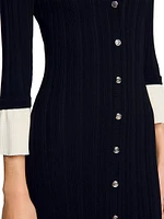 Two-Tone Knit Midi Dress