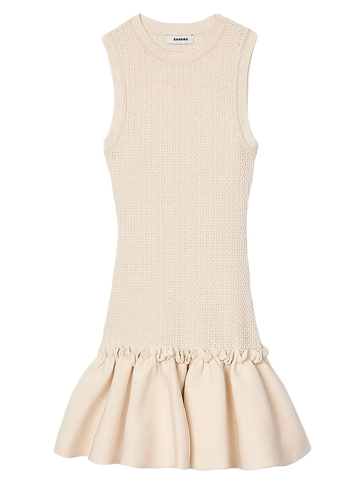 Mini Knit Dress with Ruffle