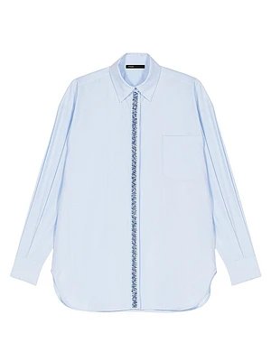 Poplin Shirt with Rhinestones