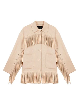 Double-Breasted Fringed Coat