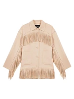 Double-Breasted Fringed Coat