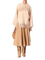 Double-Breasted Fringed Coat