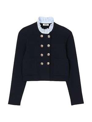 Cardigan with Removable Ruffled Collar