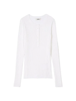 Ribbed Sweater with Tunisian Collar