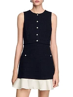 Two-Tone Tweed Mini Dress
