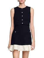 Two-Tone Tweed Mini Dress