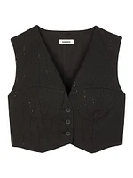 Sequin Cropped Jacket Vest