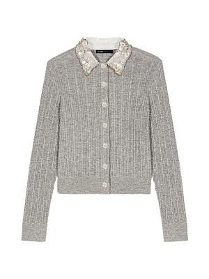 Cardigan with Jewellery Collar