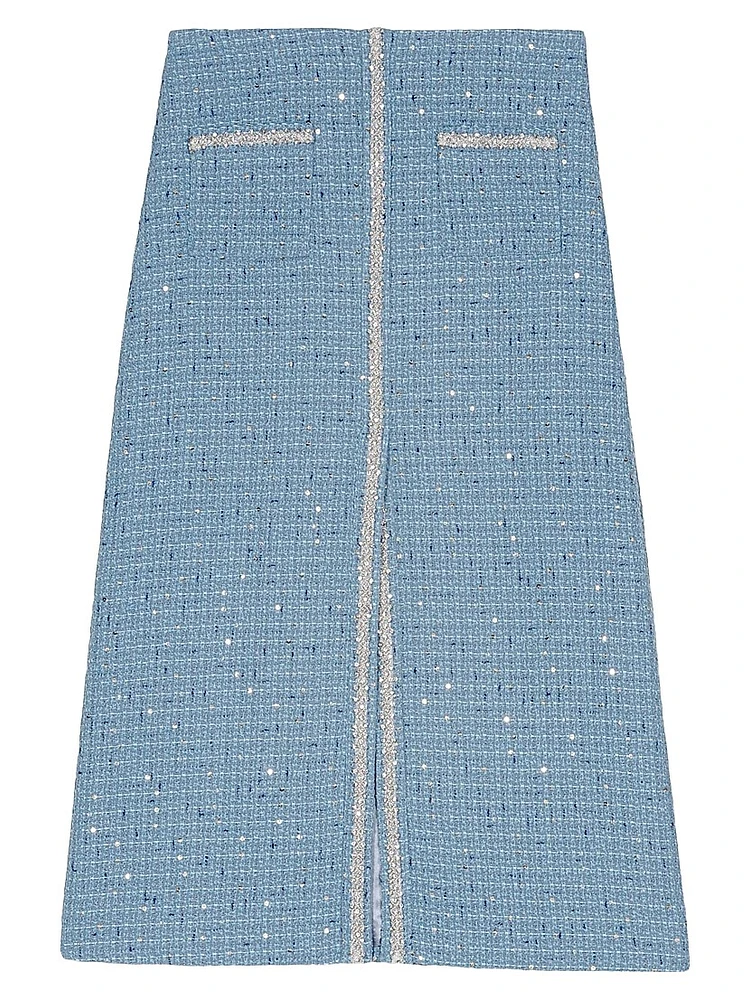 Sequin Tweed Midi Skirt