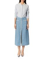 Sequin Tweed Midi Skirt