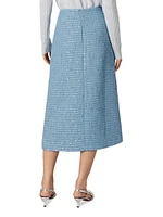 Sequin Tweed Midi Skirt