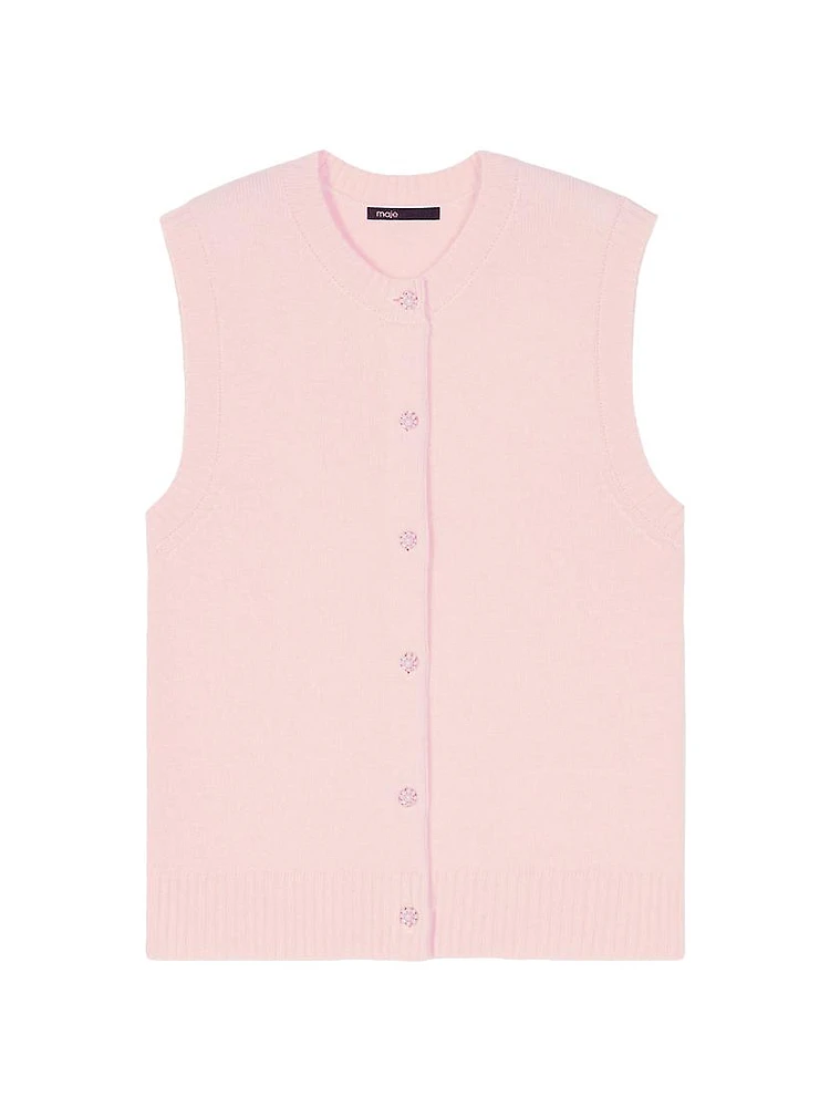 Sleeveless Wool Cardigan