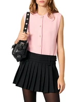 Sleeveless Wool Cardigan