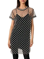 Short Embroidered Tulle Dress