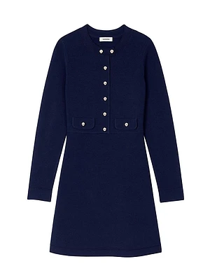 Mini Button-Up Knit Dress