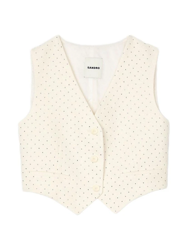 Rhinestone Tweed Jacket Vest
