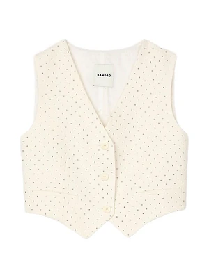 Rhinestone Tweed Jacket Vest