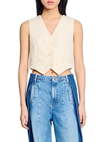 Rhinestone Tweed Jacket Vest