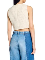 Rhinestone Tweed Jacket Vest