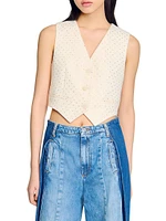 Rhinestone Tweed Jacket Vest
