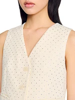 Rhinestone Tweed Jacket Vest