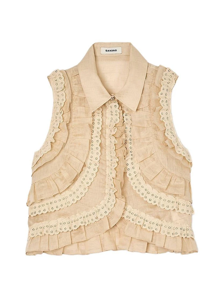 Ruffled Cropped Blouse