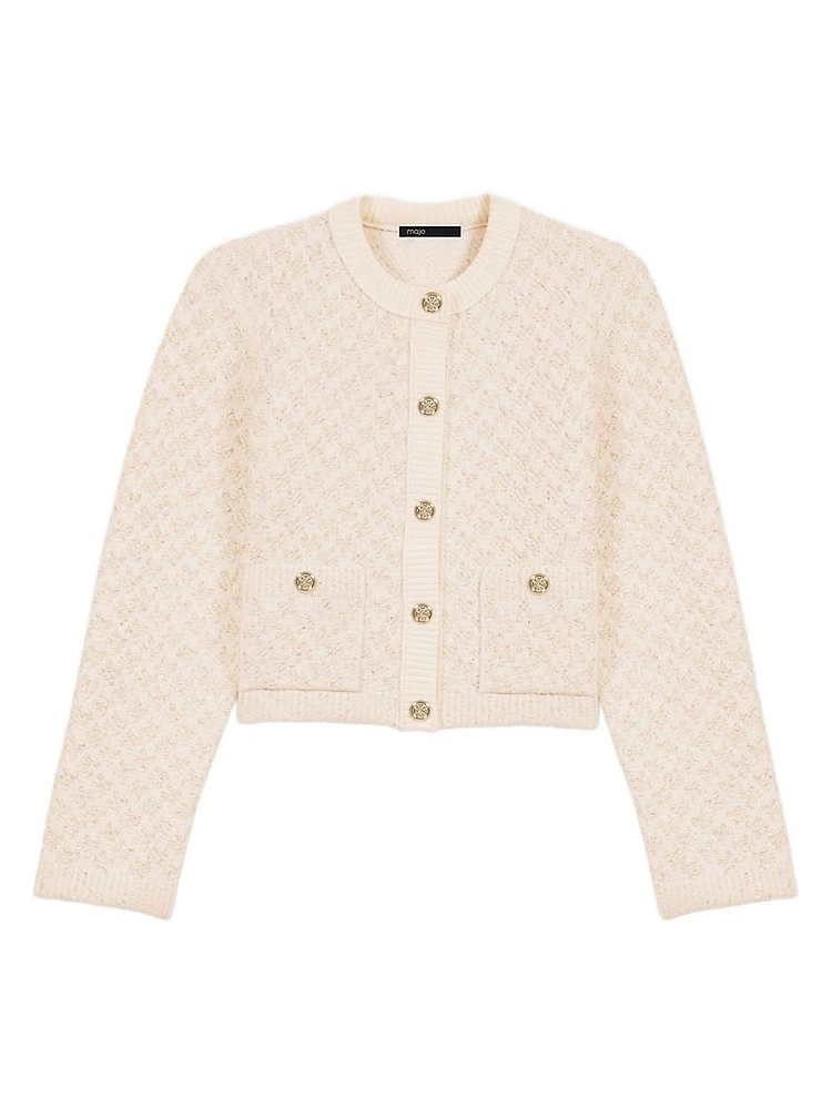 Short Tweed-Effect Cardigan