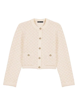 Short Tweed-Effect Cardigan