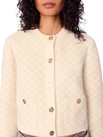 Short Tweed-Effect Cardigan