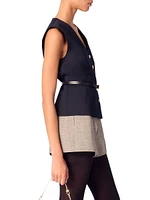Wool Blend Sleeveless Jacket