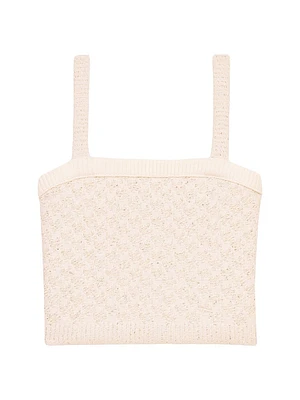 Tweed-Effect Knit Crop Top