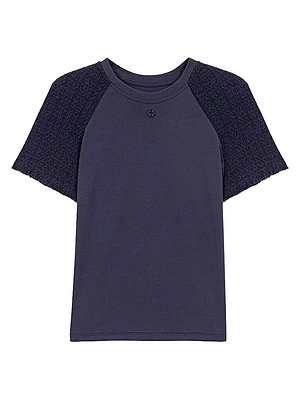 Tweed-Sleeved T-Shirt