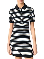 Striped Knit Polo Dress