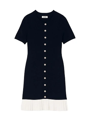 Short Knit Dress with Ruffles
