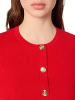 Cropped Short Sleeve Cardigan with Gold Buttons