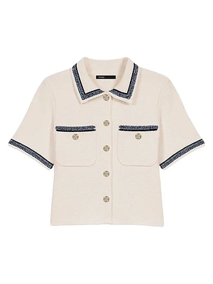 Cropped Contrasting Trim Cardigan