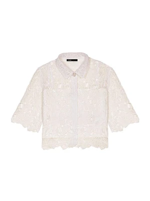 Cropped Floral Lace Blouse