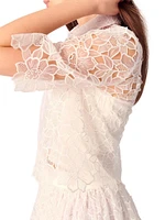 Cropped Floral Lace Blouse