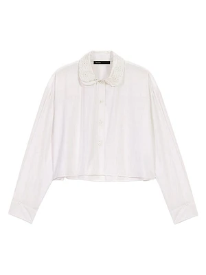 Short Shirt with Embroidered Collar