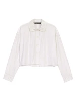Short Shirt with Embroidered Collar