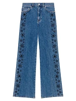 Embroidered Jeans with Rhinestones