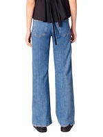 Embroidered Jeans with Rhinestones