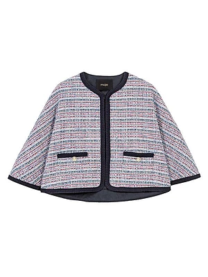 Tweed Cape with Contrasting Trim