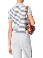 Striped Knit Polo Short Sleeve Shirt