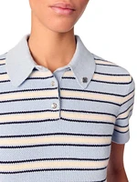 Striped Knit Polo Short Sleeve Shirt
