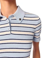 Striped Knit Polo Short Sleeve Shirt