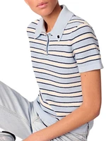 Striped Knit Polo Short Sleeve Shirt