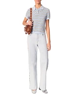 Striped Knit Polo Short Sleeve Shirt