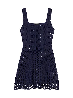 Rhinestone Crochet Mini Dress