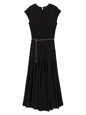 Crochet-Knit Midi Dress